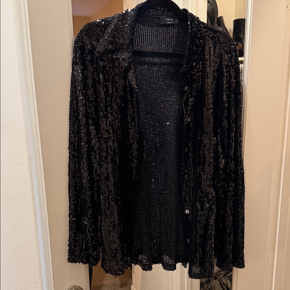 Vici Black Sequin Cardigan